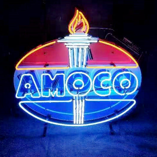Amoco Gasoline Neon Sign Light - Club Rehab