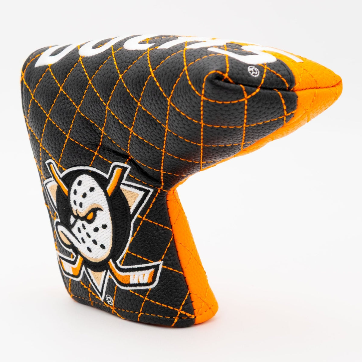 Anaheim Ducks split blade putter quilted golf headcover alternate view