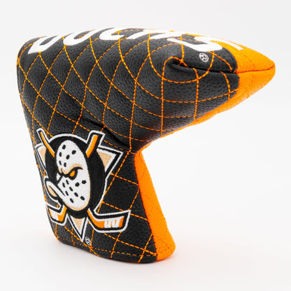Anaheim Ducks split blade putter quilted golf headcover alternate view