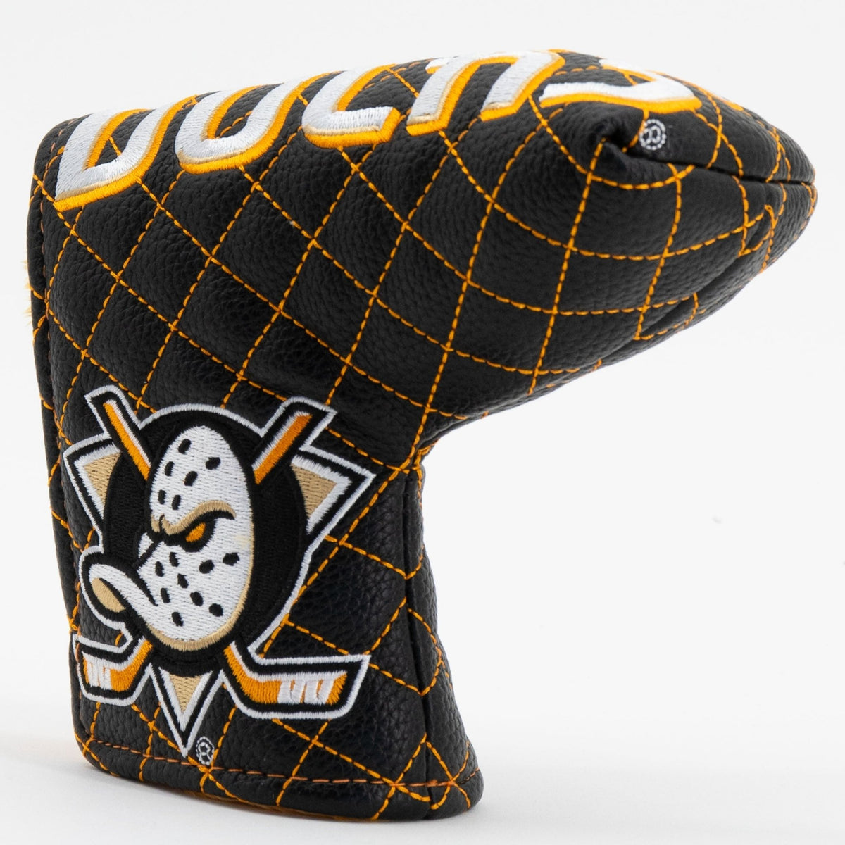 Anaheim Ducks solid blade putter quilted golf headcover alternate view