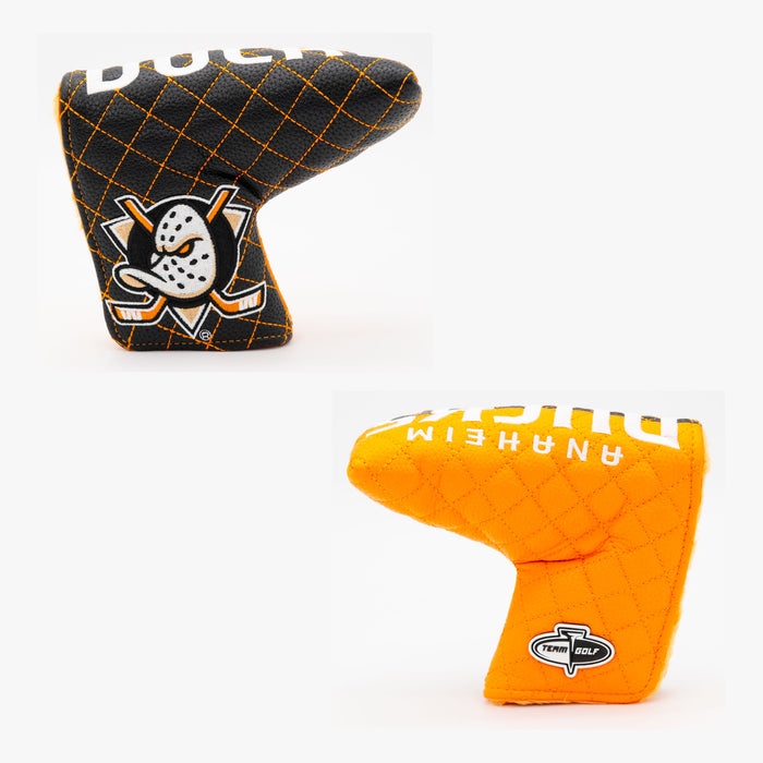 Anaheim Ducks Split Quilted Blade Putter Cover, front and back views