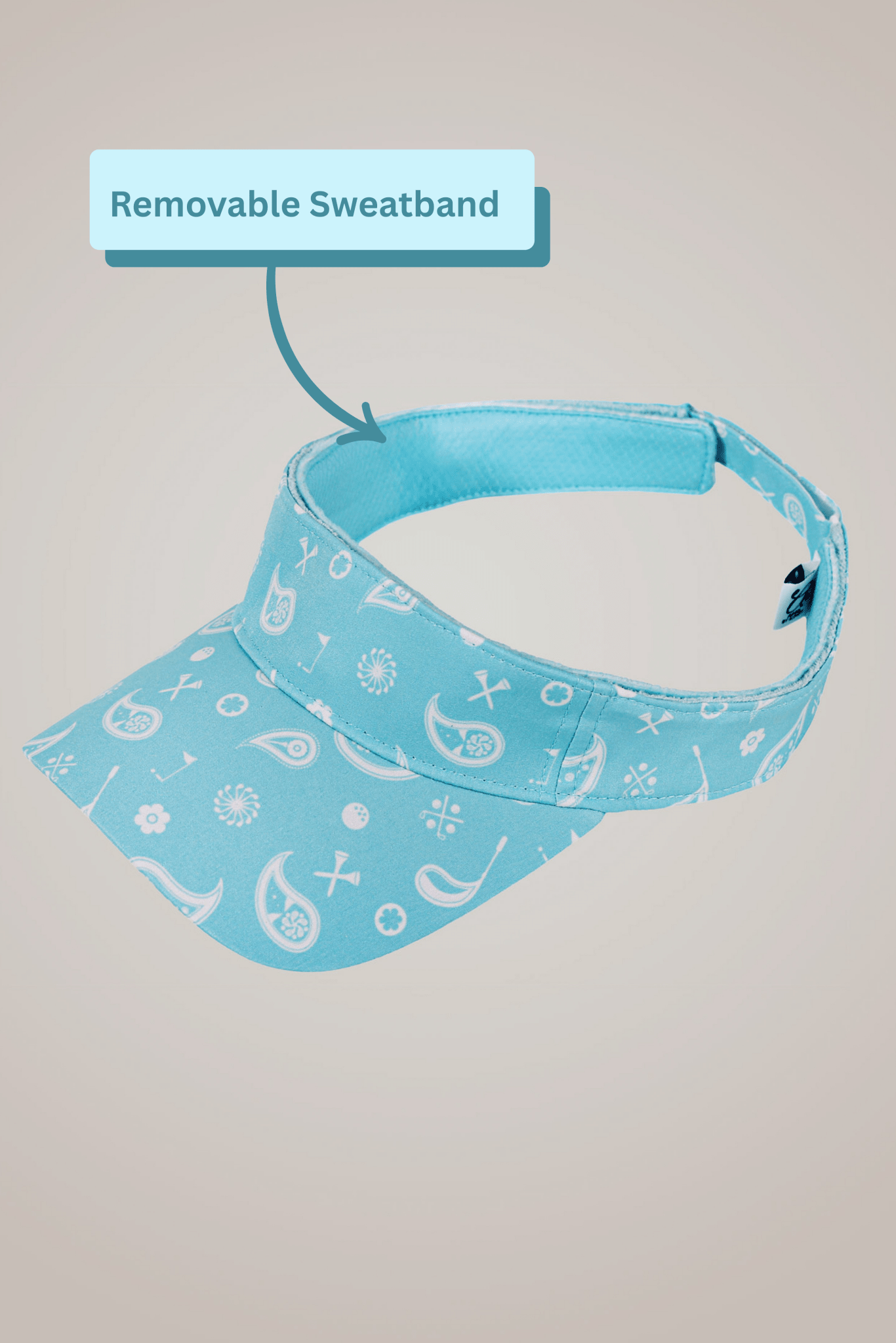 Aqua Paisley Sport Visor - Club Rehab