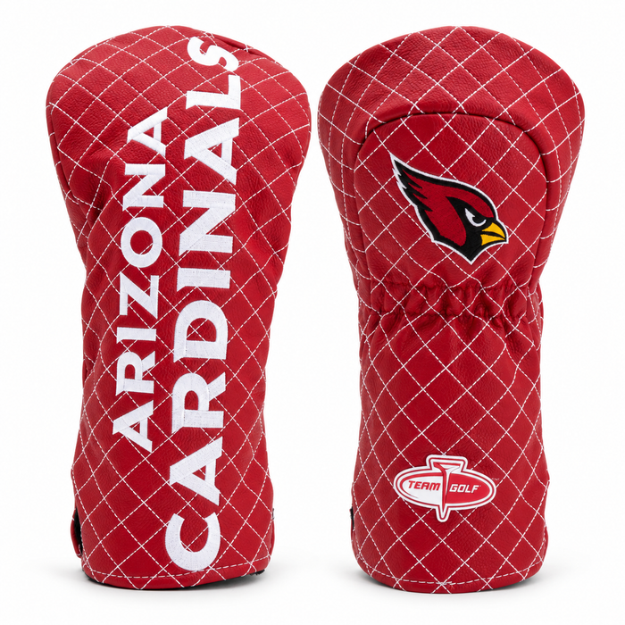 Arizona Cardinals Solid Quilted Driver Headcover, front and back views