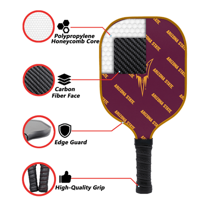 Arizona State Sun Devils Pickleball Paddle | Carbon Fiber Face | 12mm Core - Club Rehab