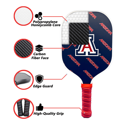 Arizona Wildcats Pickleball Paddle | Carbon Fiber Face | 12mm Core - Club Rehab