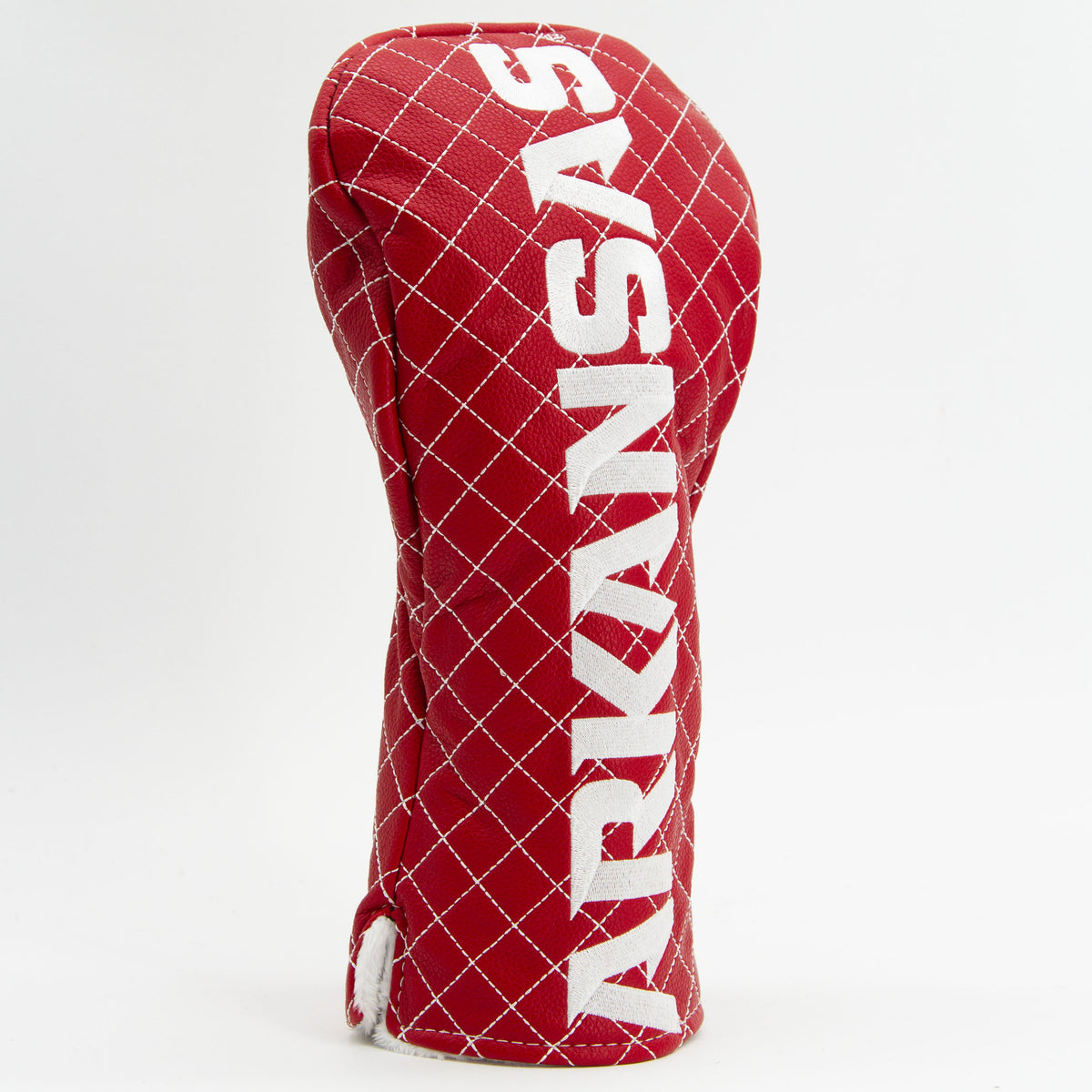 Arkansas Razorbacks solid quilted driver headcover, close-up of diamond stitching and exterior texture