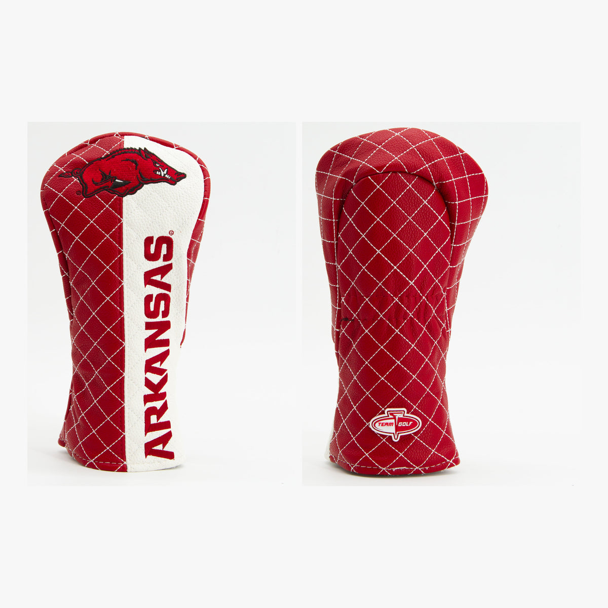 Arkansas Razorbacks Split Quilted Fairway Headcover, front and back views