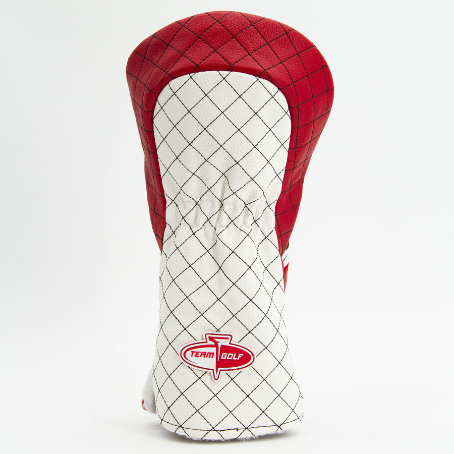 Arkansas Razorbacks striped quilted driver cover, back view