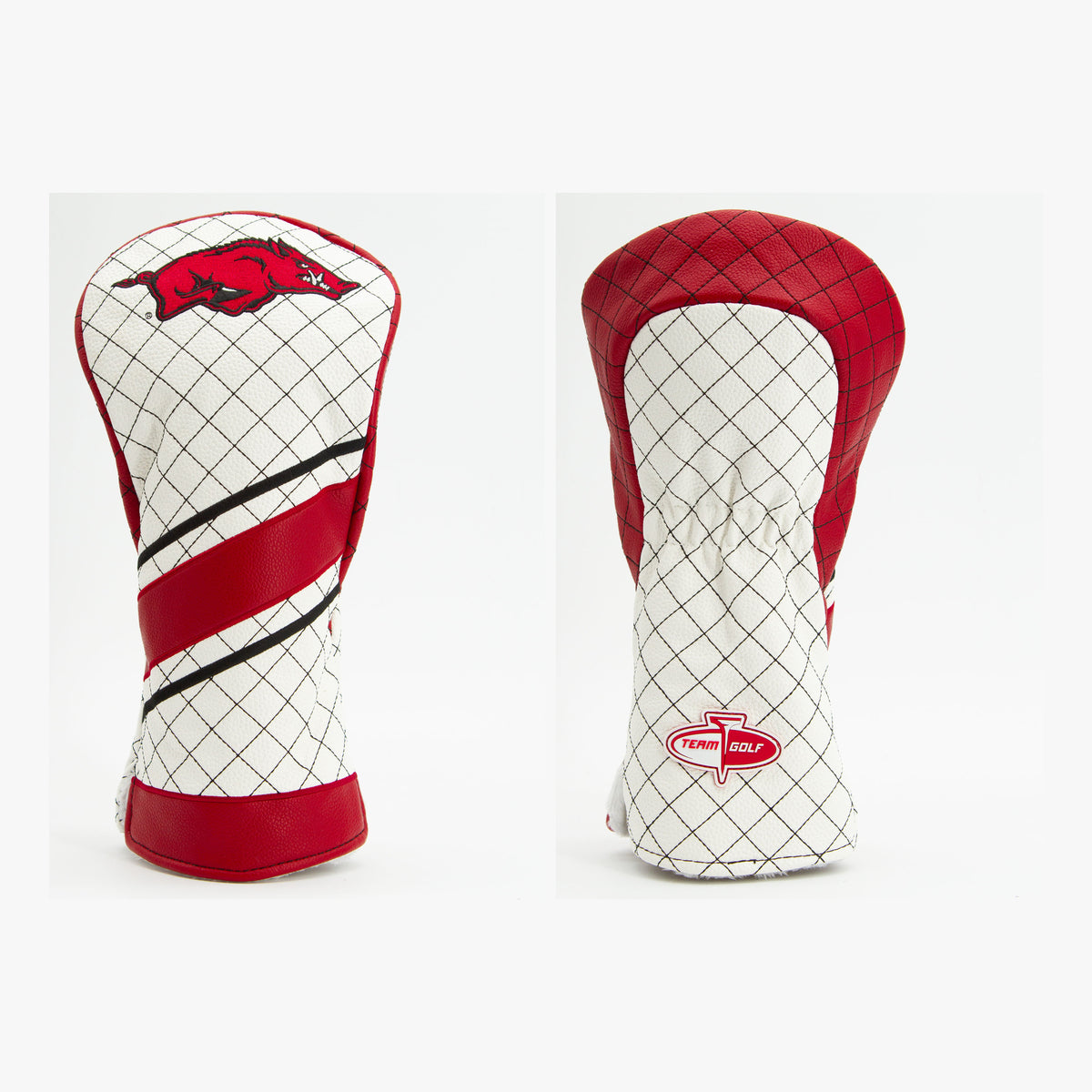 Arkansas Razorbacks Striped Quilted Driver Headcover, front and back views