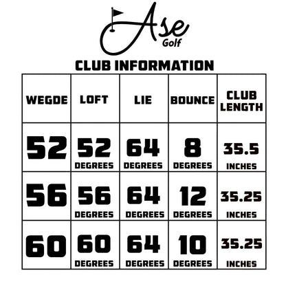 Ase 3 - Piece Wedge Set - 52/56/60 Right - Club Rehab
