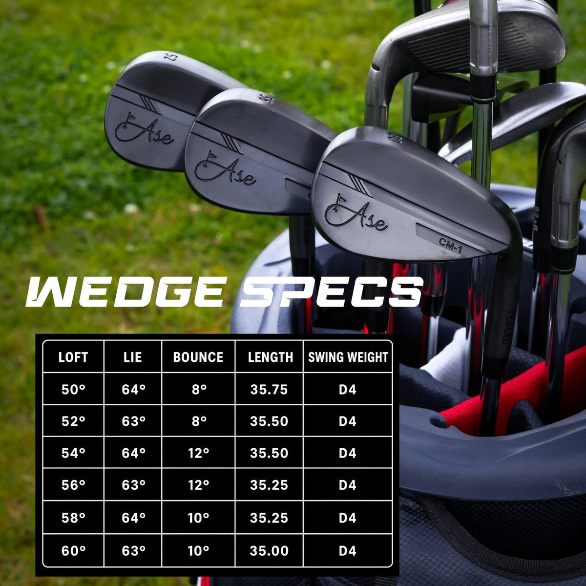 Ase Golf CM-1 Single Wedge (50,52,54,56,58,60) - Right Silver - Club Rehab
