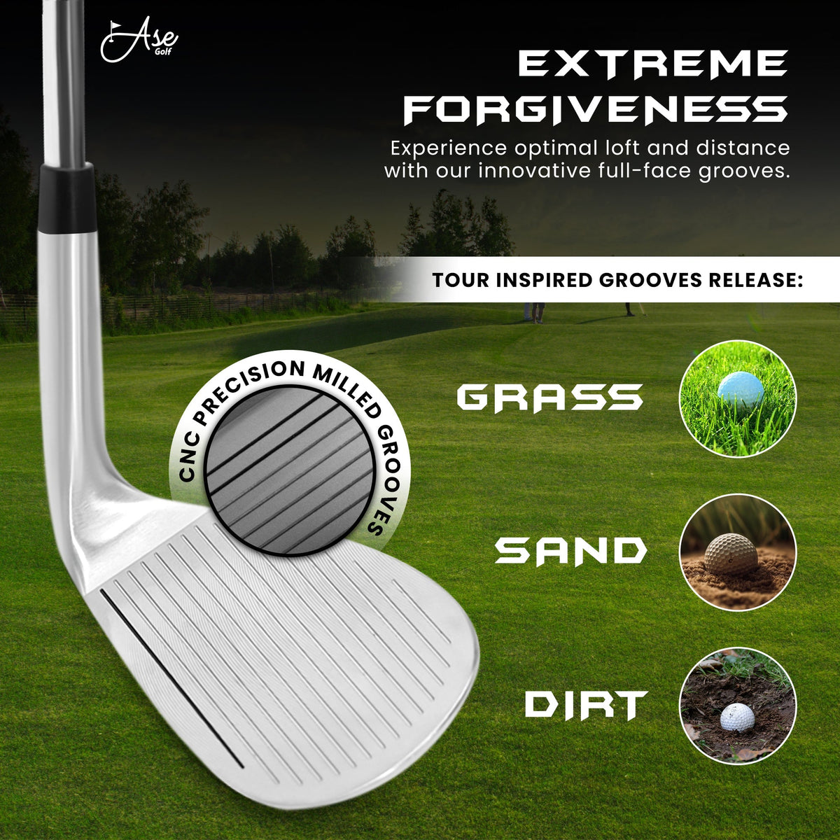 Ase Golf CM-1 Single Wedge (50,52,54,56,58,60) - Right Silver - Club Rehab