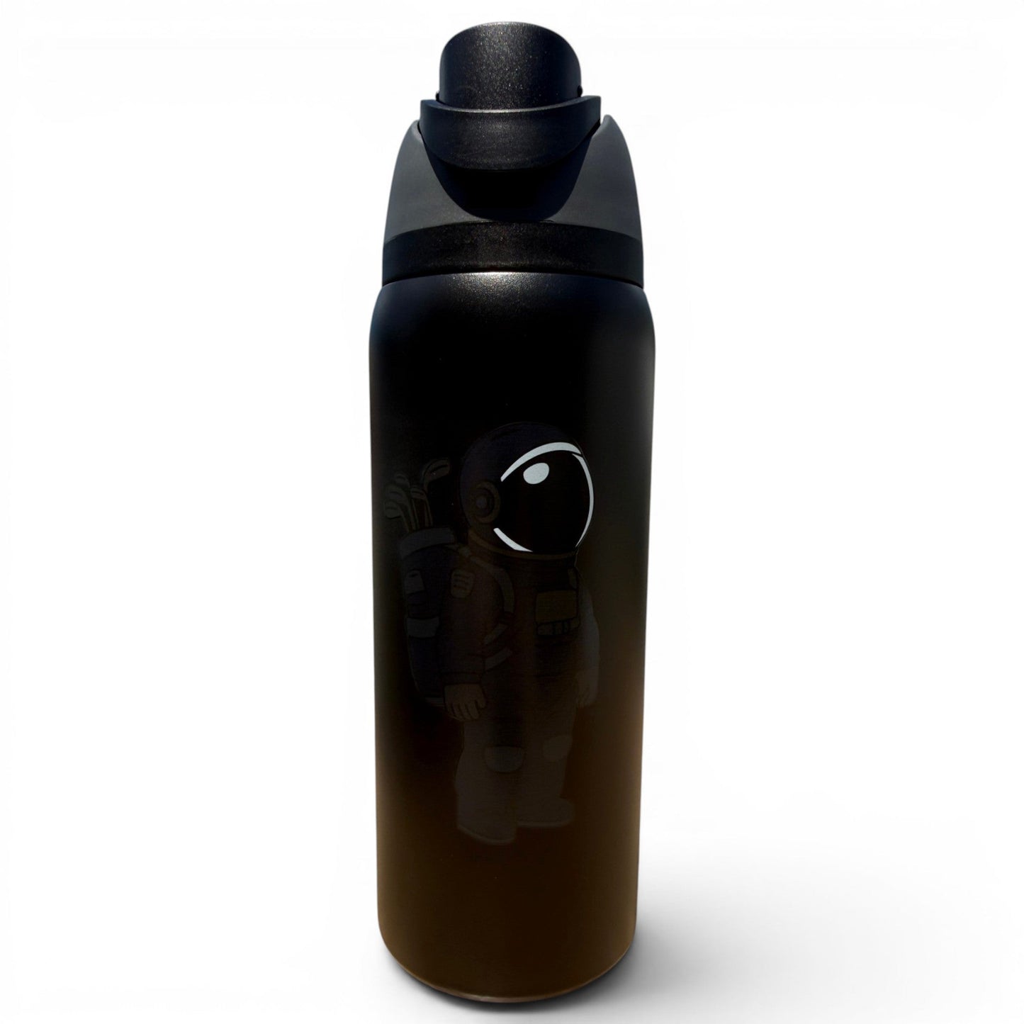 Astronaut Walker (Black Out) Hydration Bottle | 32oz Insulated Stainless Steel | Flip Straw Lid w/ Handle - Club Rehab