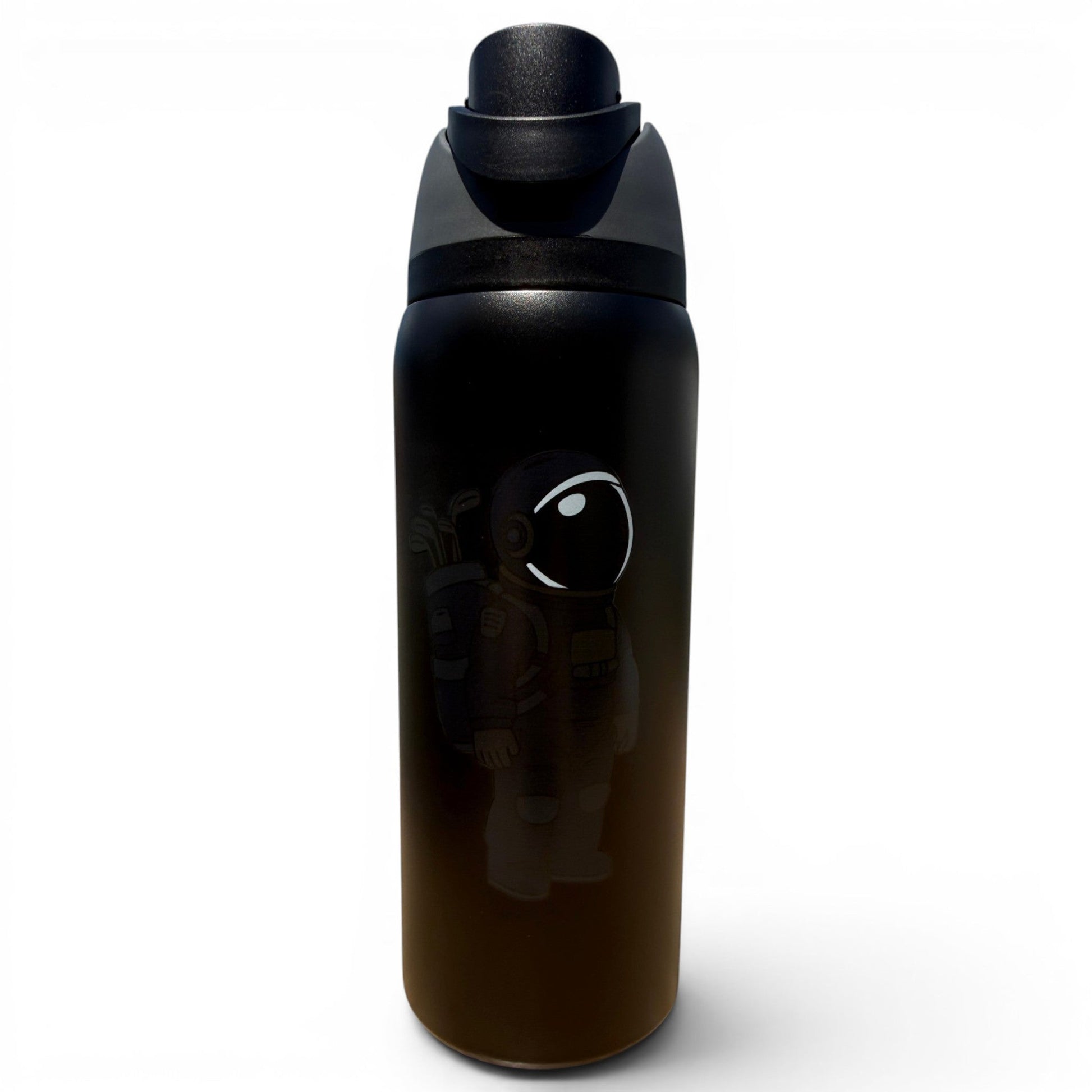 Astronaut Walker (Black Out) Hydration Bottle | 32oz Insulated Stainless Steel | Flip Straw Lid w/ Handle - Club Rehab