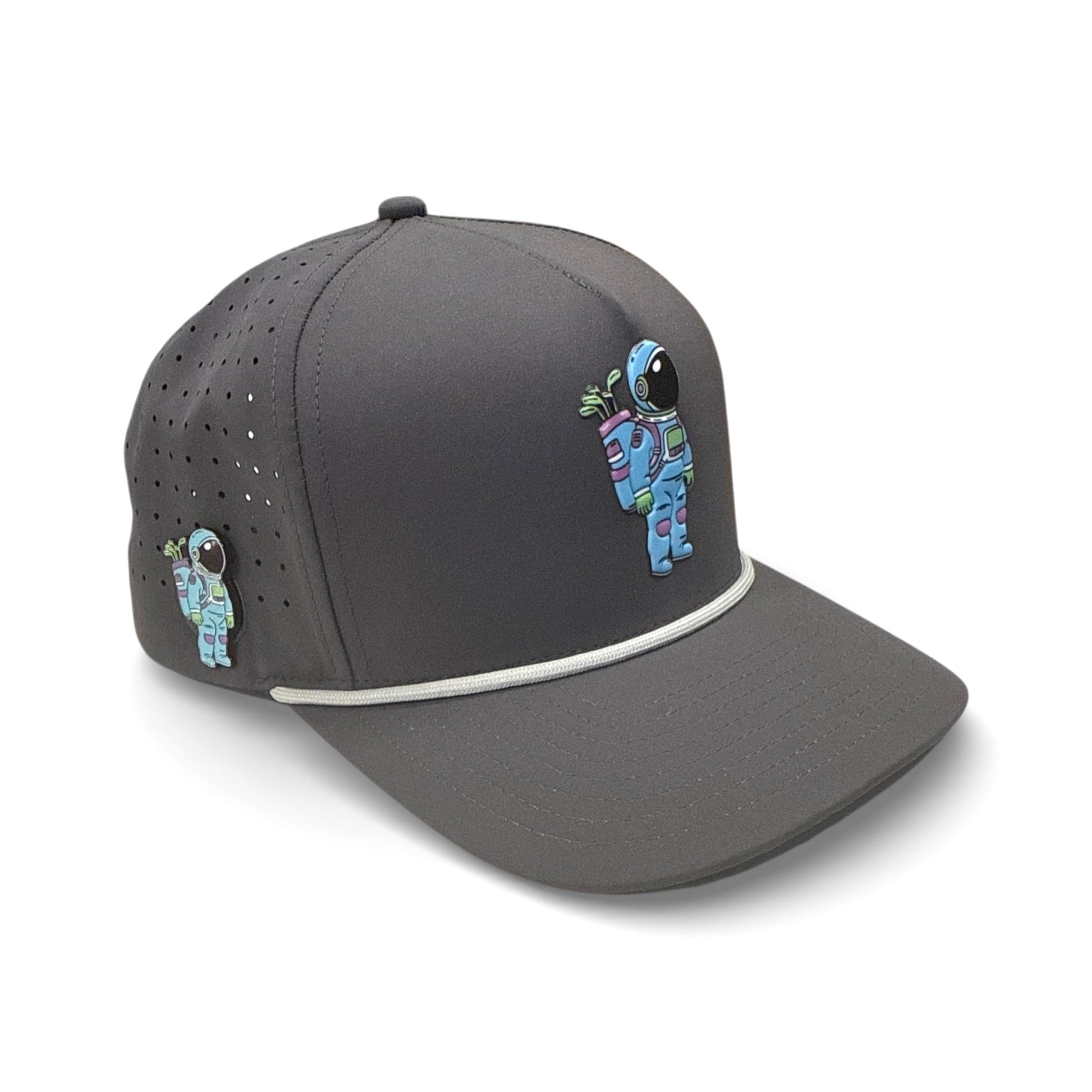 Astronaut Walker Golf Hat | Snapback Cap | Built - in Magnetic Ball Marker Holder + Marker Included | Adjustable Gray - Club Rehab