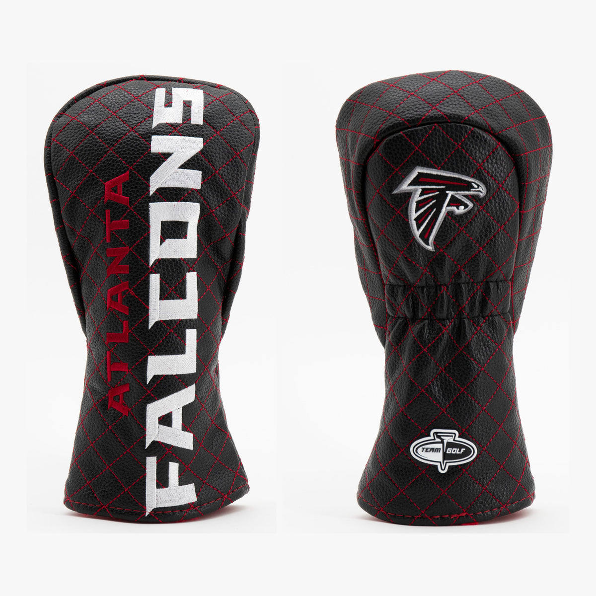 Atlanta Falcons Solid Quilted Fairway Headcover, front and back views