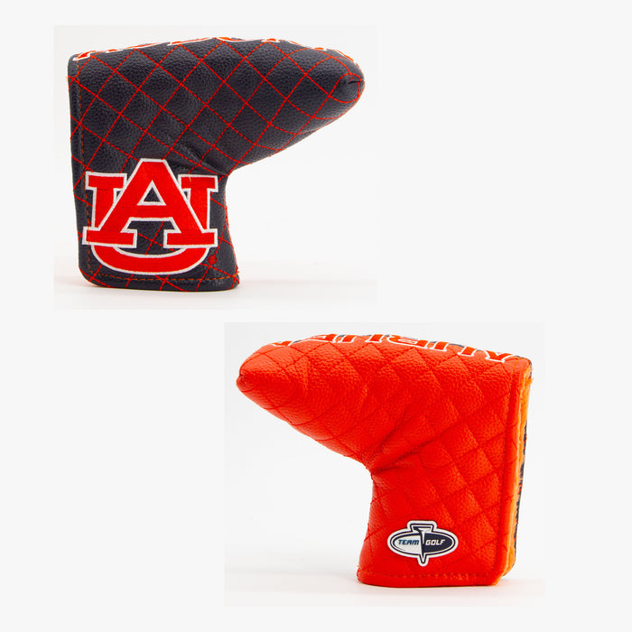 Auburn Tigers Split Quilted Blade Putter Cover, offset front and back views