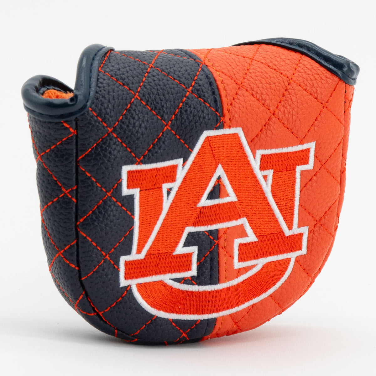Auburn Tigers Split Quilted Mallet Putter Cover, angled view