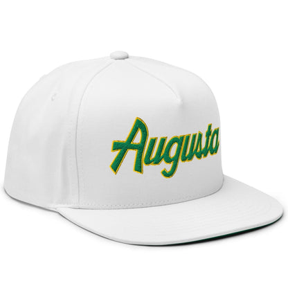 Augusta Vintage Sports Script Embroidered Flat Brim Bill Golf 5 Panel Snapback Hat