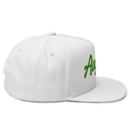 Augusta Vintage Sports Script Embroidered Flat Brim Bill Golf 5 Panel Snapback Hat