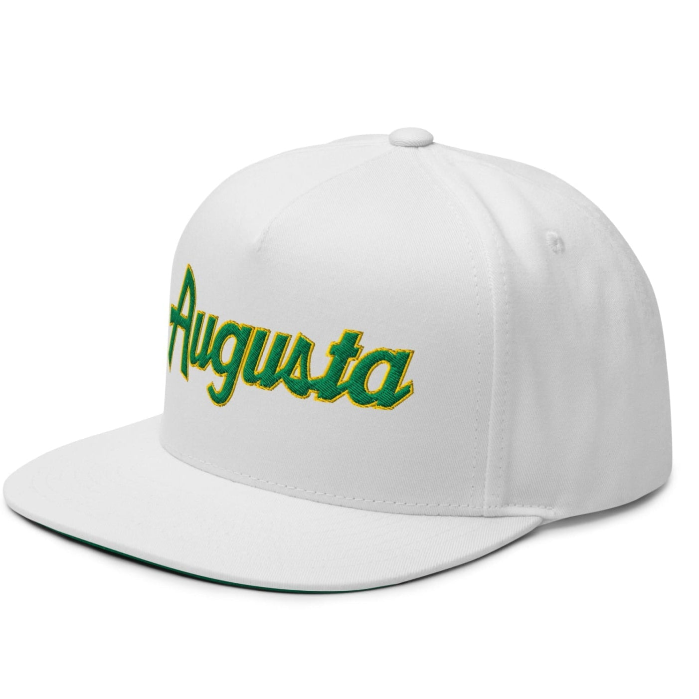 Augusta Vintage Sports Script Embroidered Flat Brim Bill Golf 5 Panel Snapback Hat