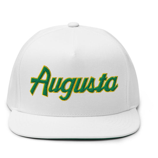 Augusta Vintage Sports Script Embroidered Flat Brim Bill Golf 5 Panel Snapback Hat - Club Rehab