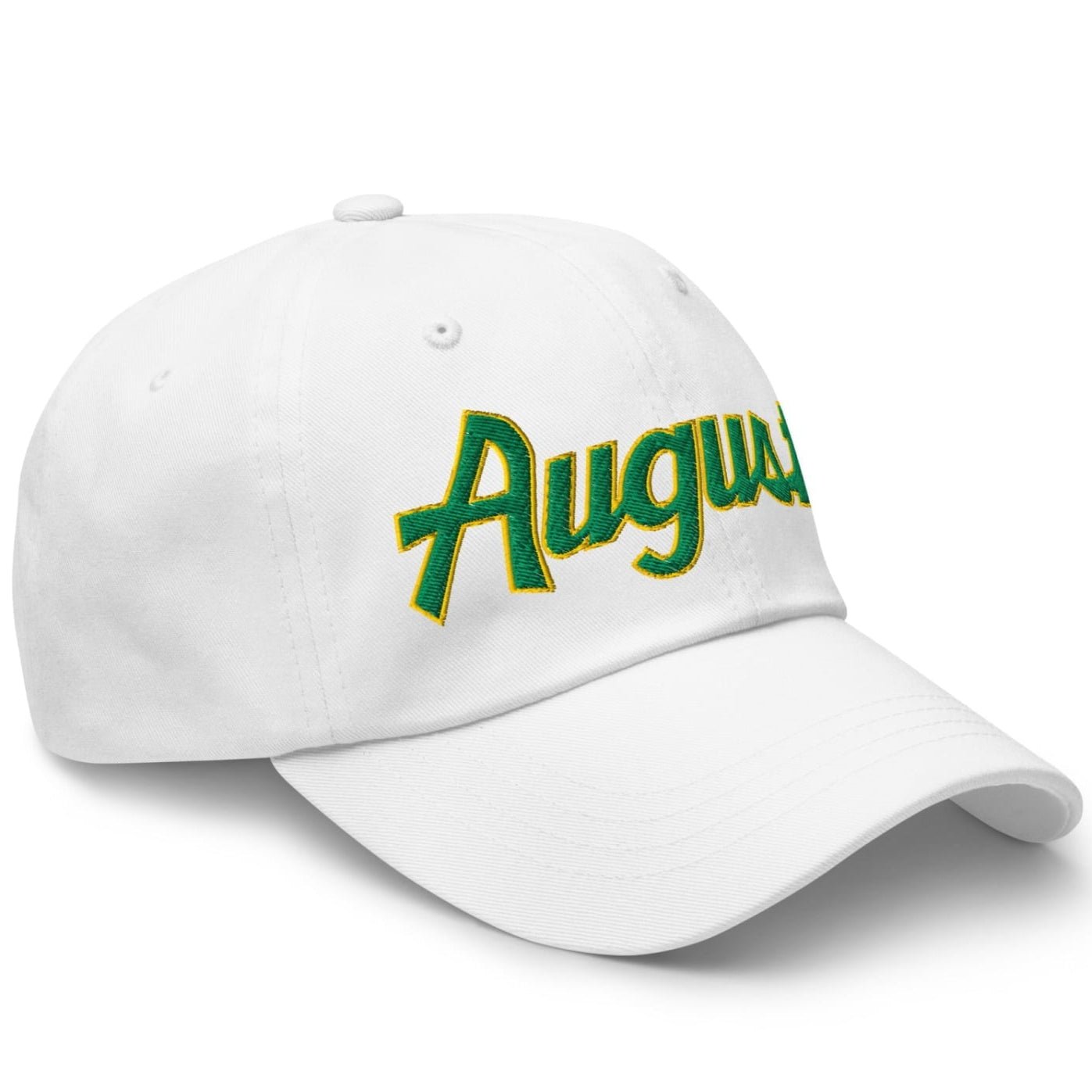 Augusta Vintage Sports Script Embroidered Golf Dad Hat - White - Club Rehab