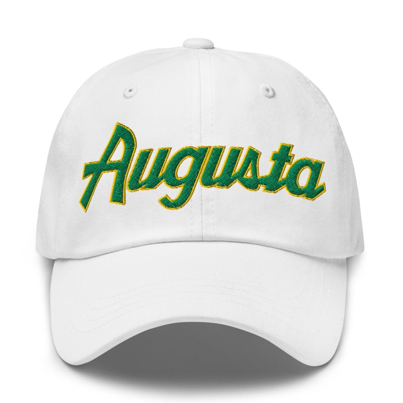 Augusta Vintage Sports Script Embroidered Golf Dad Hat - White - Club Rehab