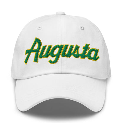 Augusta Vintage Sports Script Embroidered Golf Dad Hat - White - Club Rehab