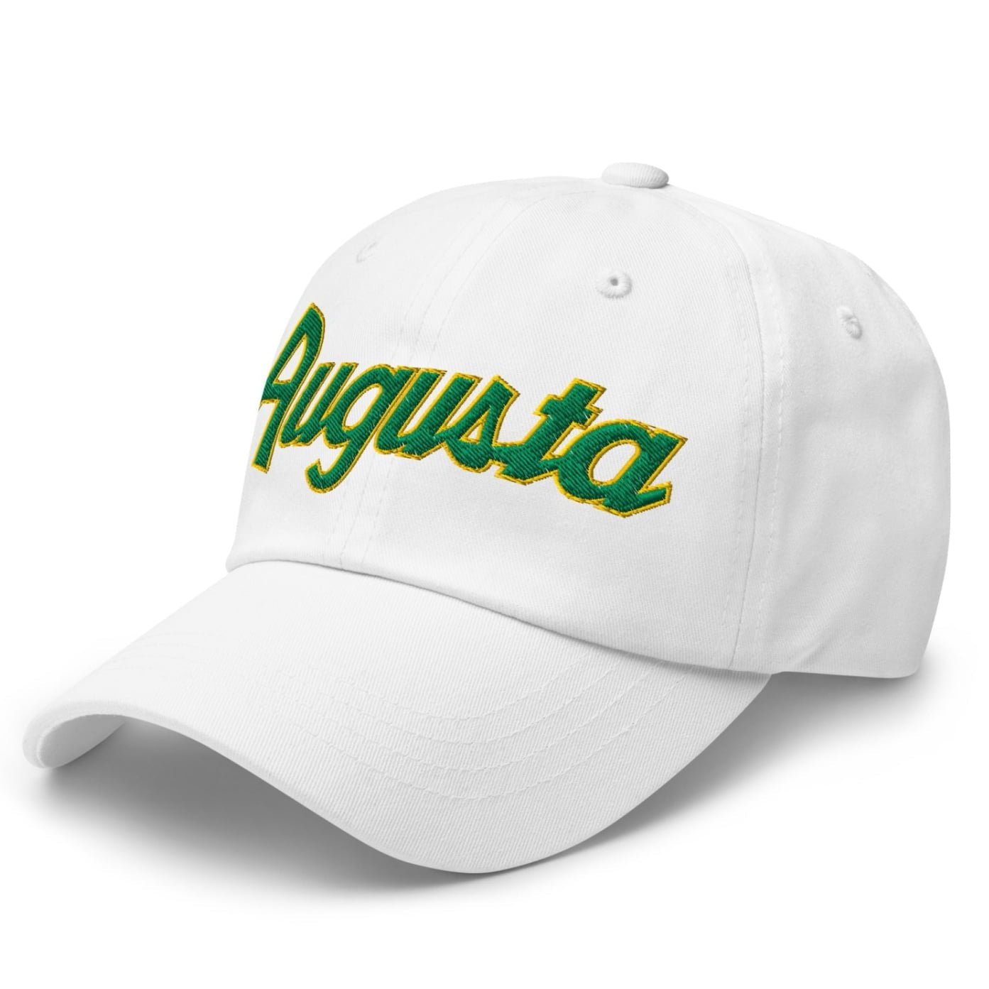 Augusta Vintage Sports Script Embroidered Golf Dad Hat - White - Club Rehab