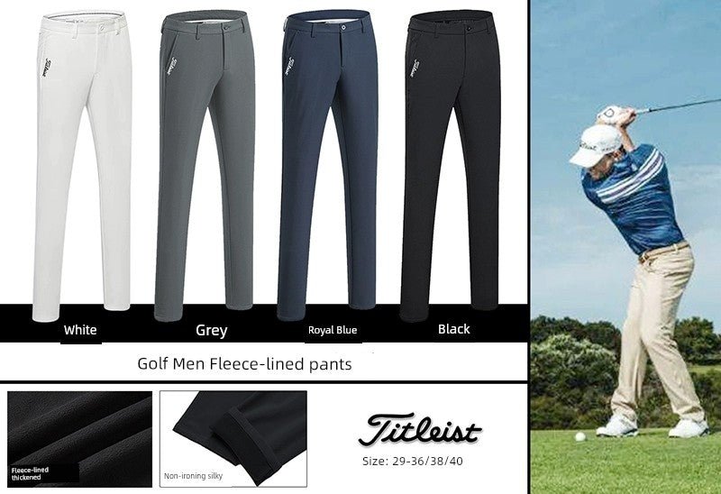 Autumn and Winter Pants Fleece - lined Warm Men's Clothing Golf - Dark gray 29 - Club Rehab