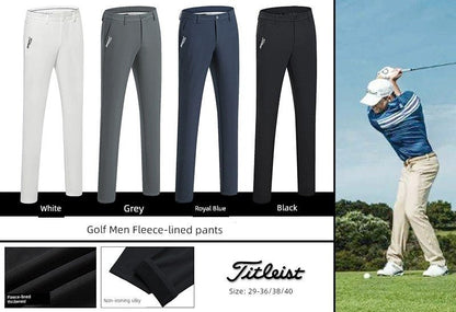 Autumn and Winter Pants Fleece - lined Warm Men's Clothing Golf - Dark gray 29 - Club Rehab