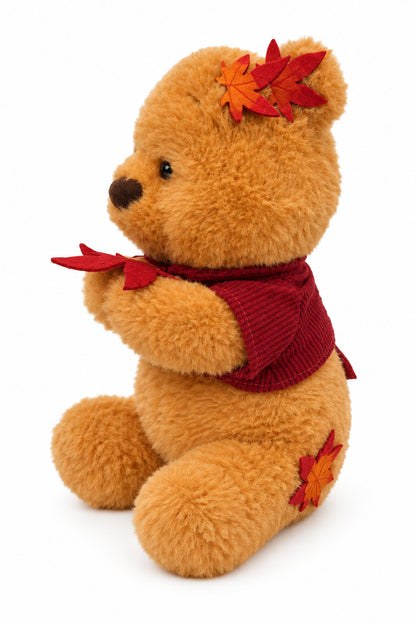 Autumn Bear driver headcover side view with autumn leaves