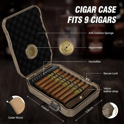 AWOTE Travel Cigar Humidor & Lighter Set - Club Rehab - Cigar AccessoriesBrownAWOTE Travel Cigar Humidor & Lighter Set