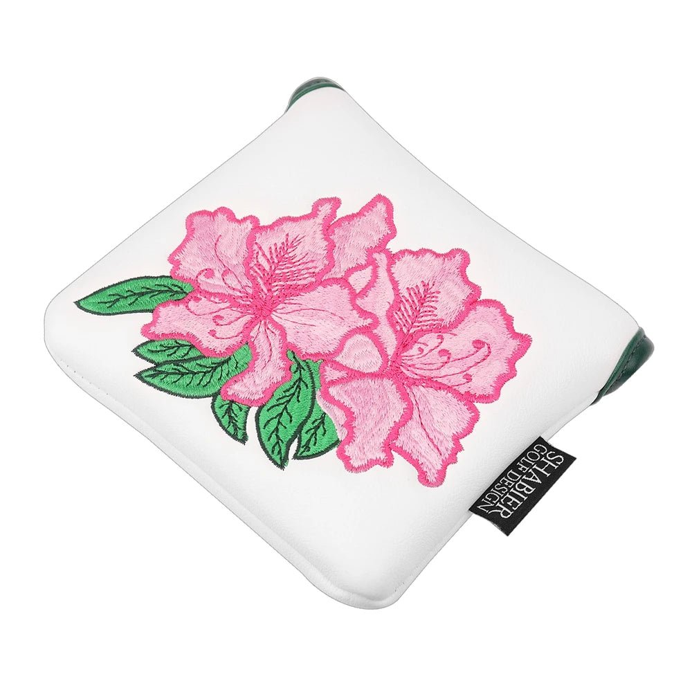 Azalea Bloom Mallet Putter Cover – Leather Edition - White - Club Rehab