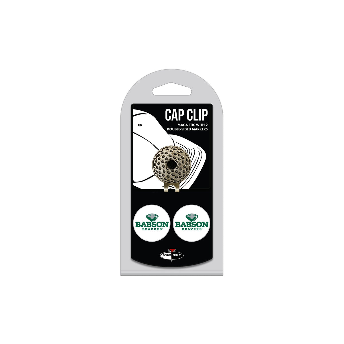 BABSON COL hat clip with two golf ball markers