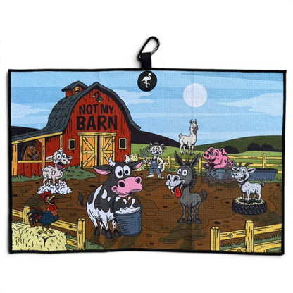Back Nine Barnyard Golf Towel | 24” x 16” Microfiber Towel | Magnetic Clip & Carabiner | Premium Golf Accessory - Club Rehab