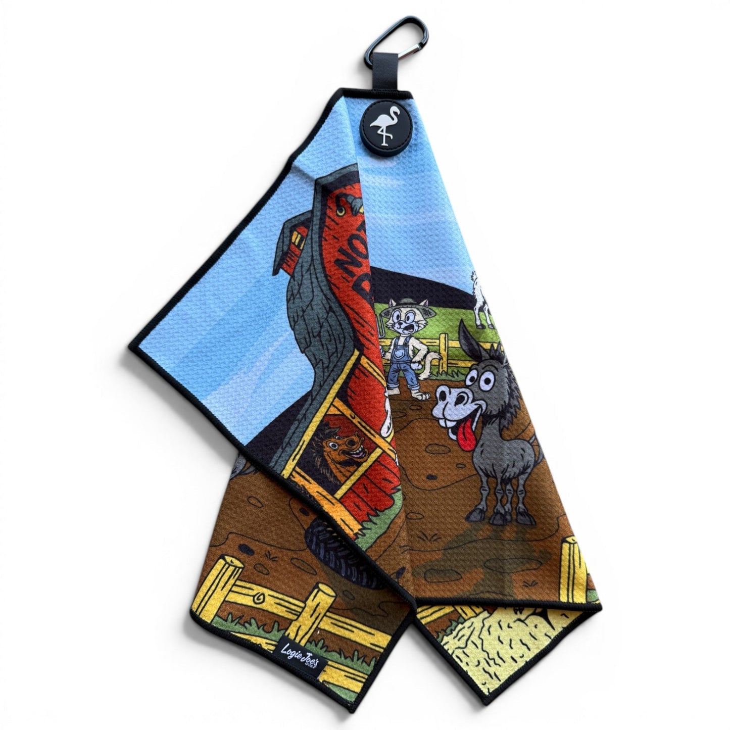 Back Nine Barnyard Golf Towel | 24” x 16” Microfiber Towel | Magnetic Clip & Carabiner | Premium Golf Accessory - Club Rehab
