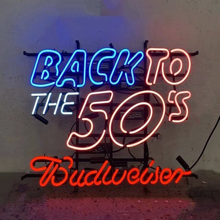 Back to The 50's Budweiser Neon Light Sign - Club Rehab