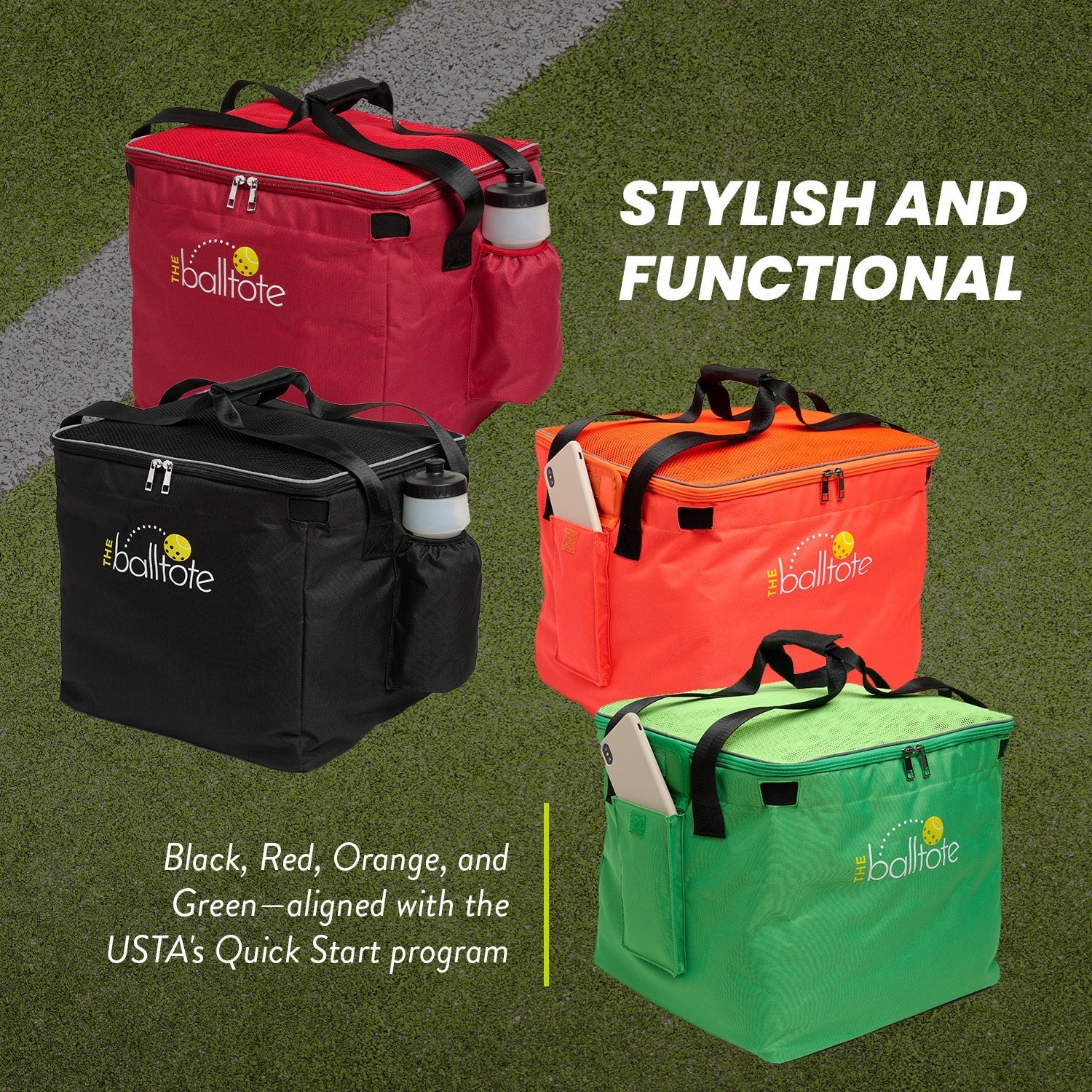 Ball Tote & Cart - Portable Teaching Cart with Black Ball Tote Bag for Tennis and Pickleball Pros - Club Rehab