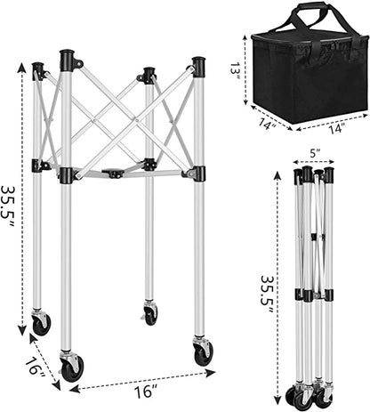 Ball Tote & Cart - Portable Teaching Cart with Black Ball Tote Bag for Tennis and Pickleball Pros - Club Rehab