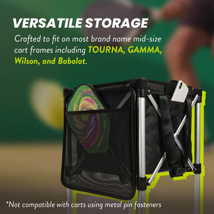Ball Tote & Cart - Portable Teaching Cart with Black Ball Tote Bag for Tennis and Pickleball Pros - Club Rehab
