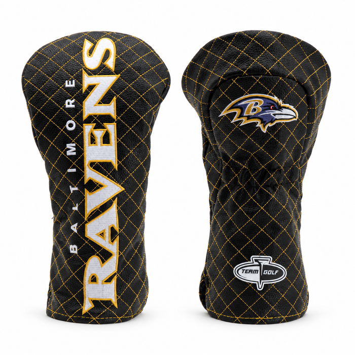 Baltimore Ravens Solid Quilted Driver Headcover, front and back views
