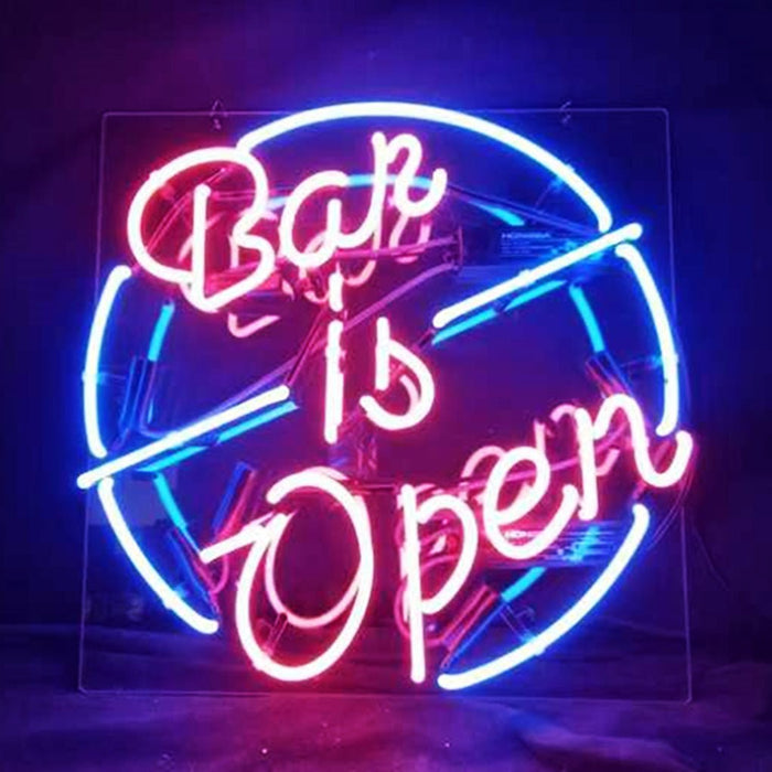 Bar is Open Neon Sign - Club Rehab