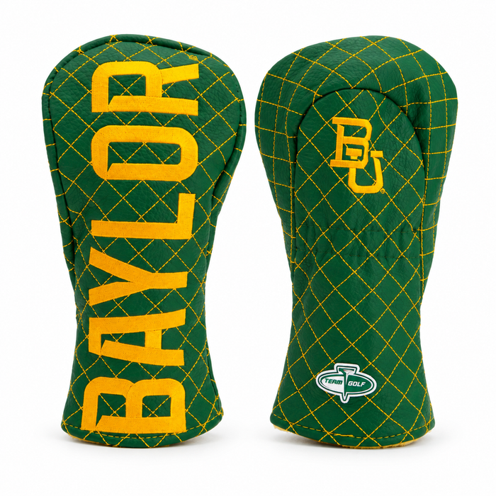 Baylor Bears Solid Quilted Fairway Headcover, front and back views