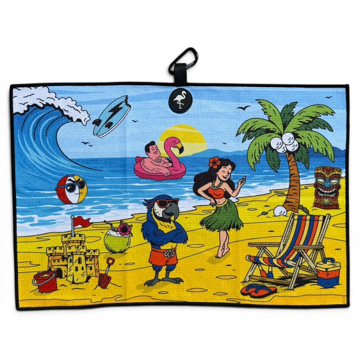 Beach Party Golf Towel | 24” x 16” Microfiber Towel | Magnetic Clip & Carabiner | Premium Golf Accessory - Club Rehab