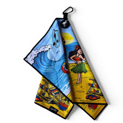 Beach Party Golf Towel | 24” x 16” Microfiber Towel | Magnetic Clip & Carabiner | Premium Golf Accessory - Club Rehab