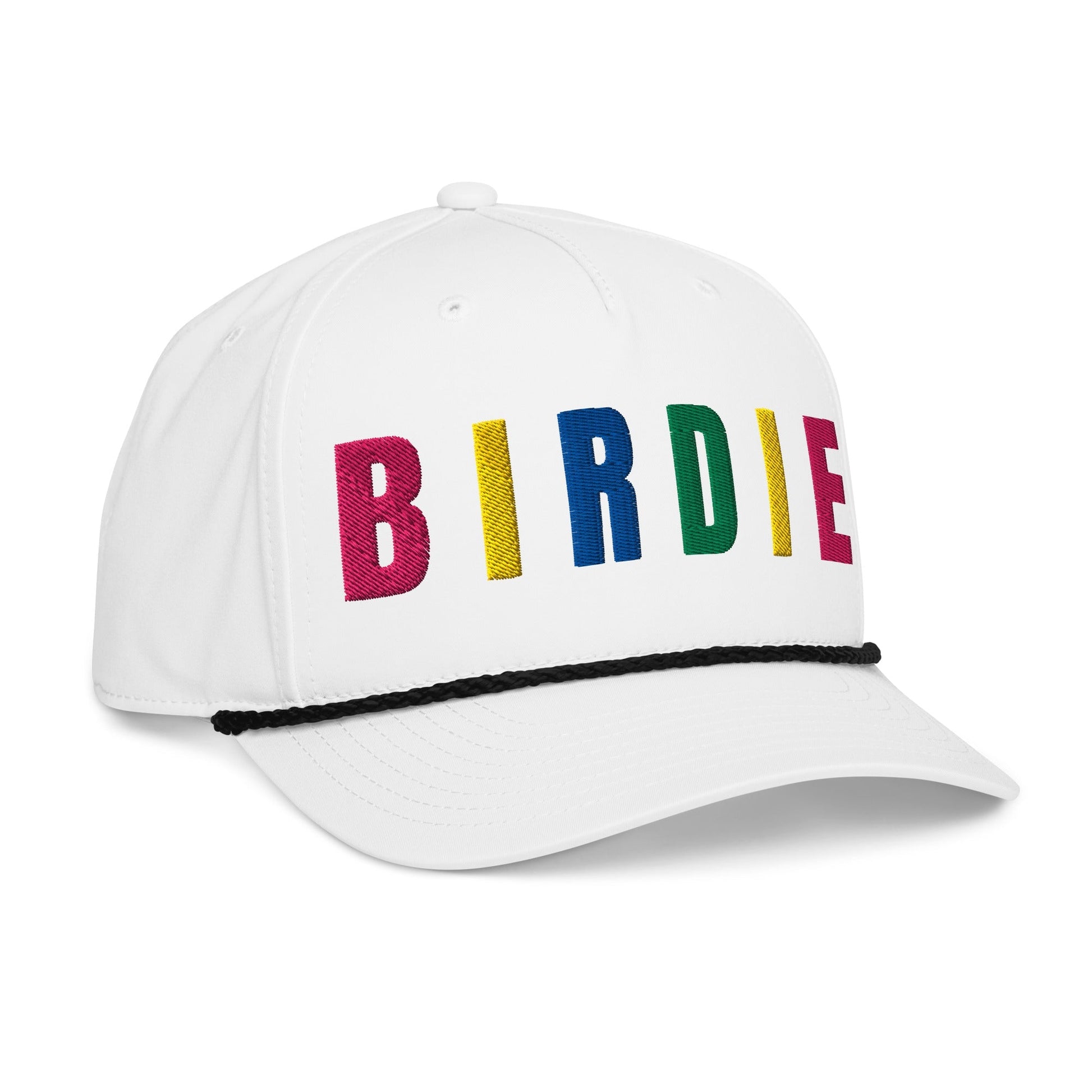 BIRDIE Embroidered Golf Hat for Women - Birdie Pop Collection - White/Black - Club Rehab