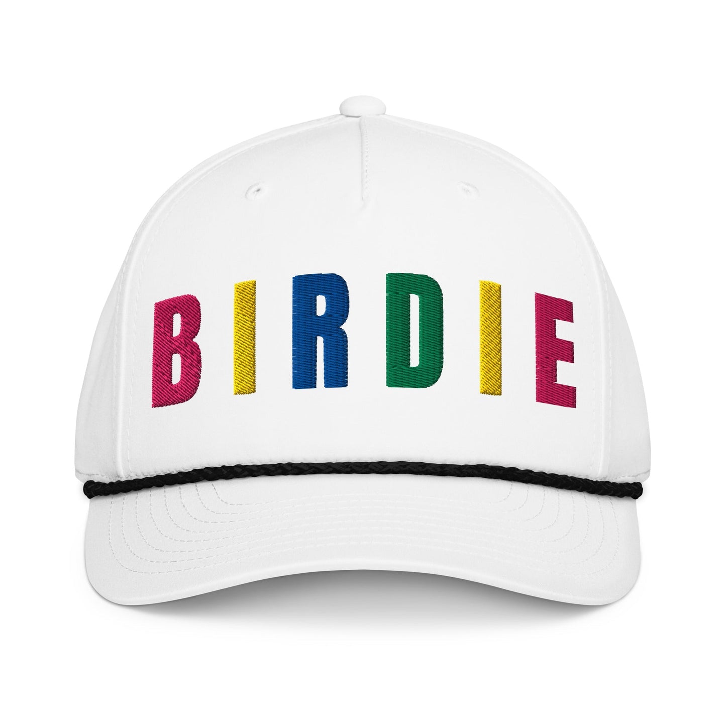 BIRDIE Embroidered Golf Hat for Women - Birdie Pop Collection - White/Black - Club Rehab