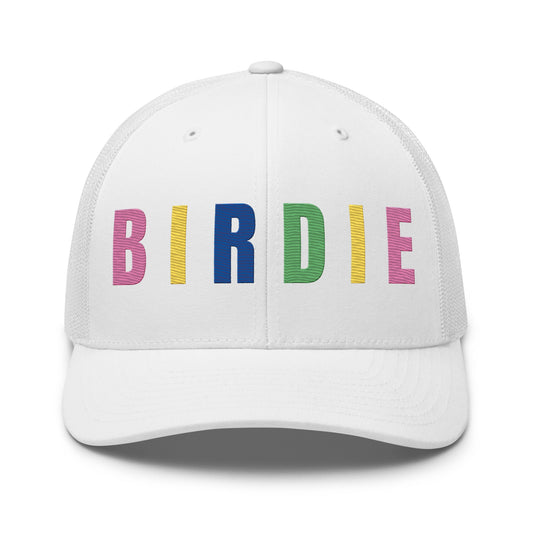 BIRDIE Embroidered Golf Trucker Hat – Birdie Pop Collection - White - Club Rehab